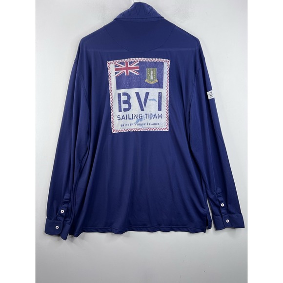 Hiho‎ Long Sleeve Blue Polo Shirt Men's Sz. XL BVI Sailing Team Golf Polo - Picture 7 of 11